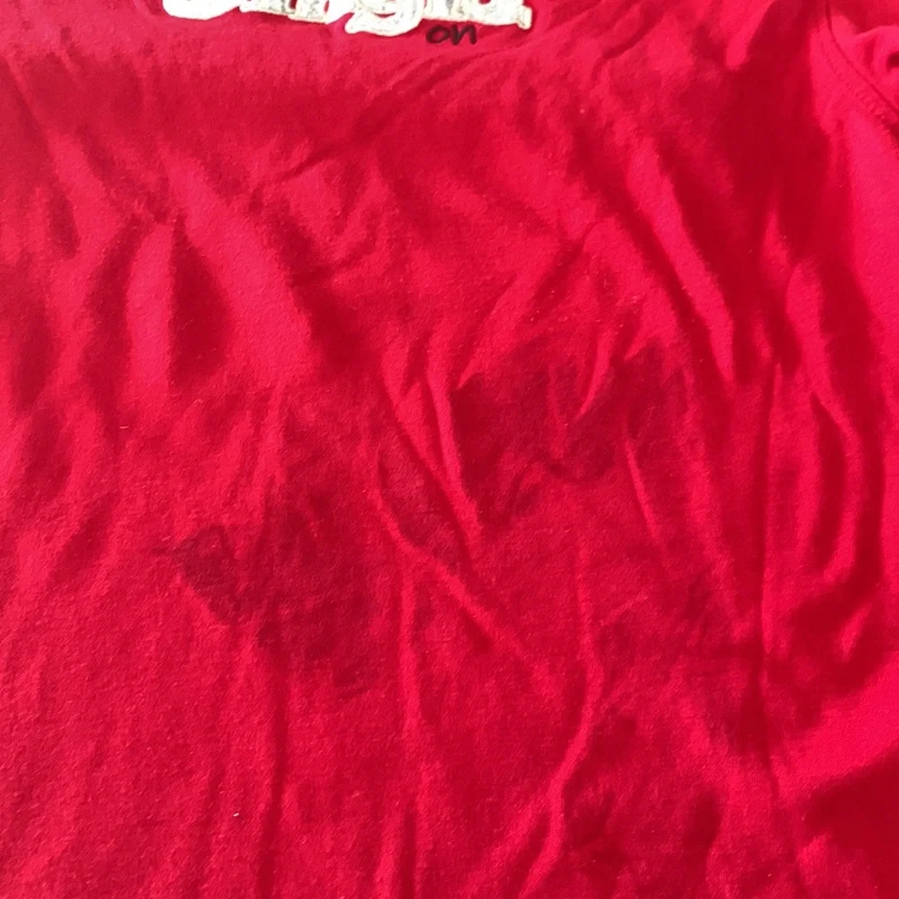 Get Your Jingle On LS Embroidered Tee L Red Holiday Christmas Festive Lagenlook